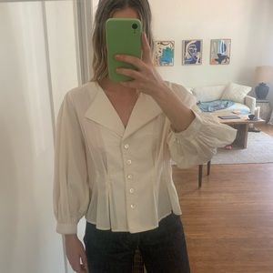 Christy Dawn Organic Cotton Cream Blouse